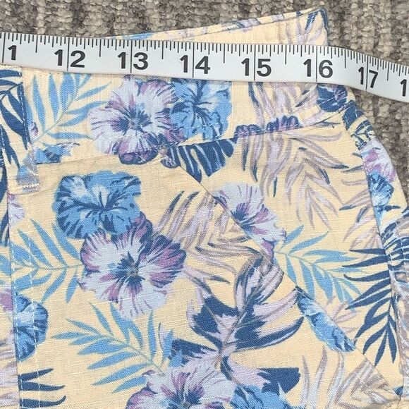 Jamaica Jaxx Women's Size 8 Tropical Floral Shorts Linen Blend Blue Purple Beach - Picture 4 of 7